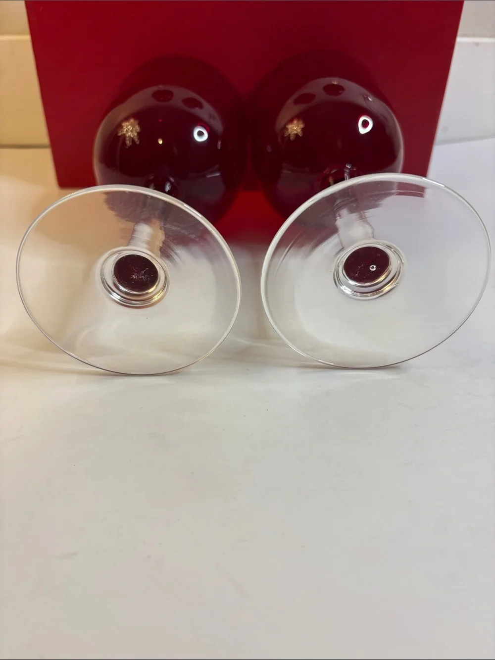 Crate&Barrel Ruby Red Stem Wine Glasses - Set of 4
